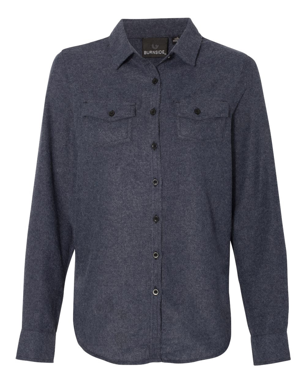 Front View of Denim Women's Solid Flannel Shirt - 5200