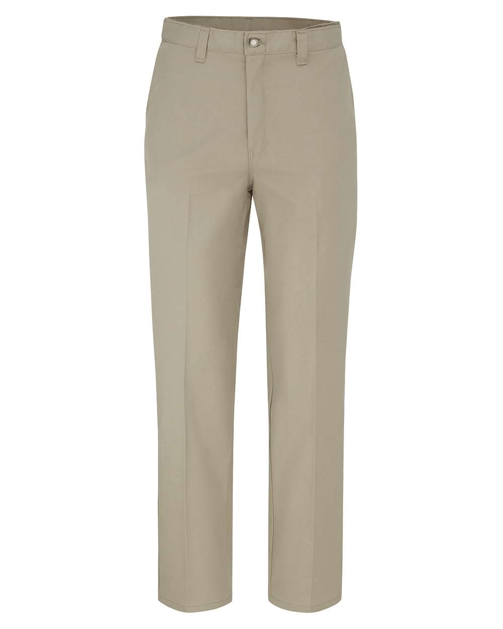 Front View of Desert Sand - 37 Unhemmed Premium Industrial Flat Front Comfort Waist Pants - Extended Sizes - LP70EXT