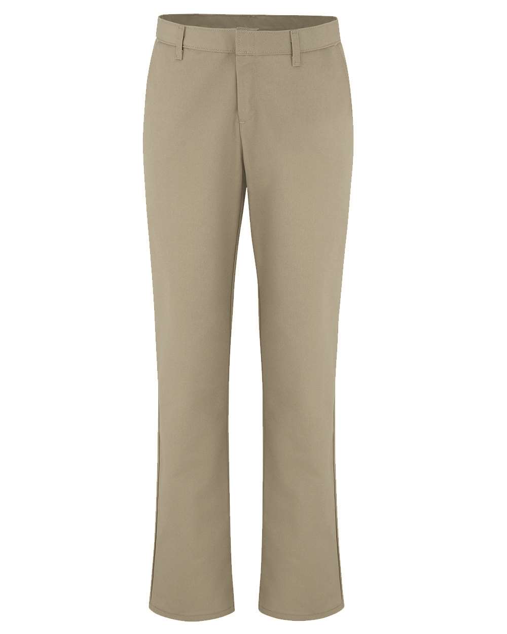 Front View of Desert Sand - 37 Unhemmed Women's Industrial Flat Front Pants - FP92