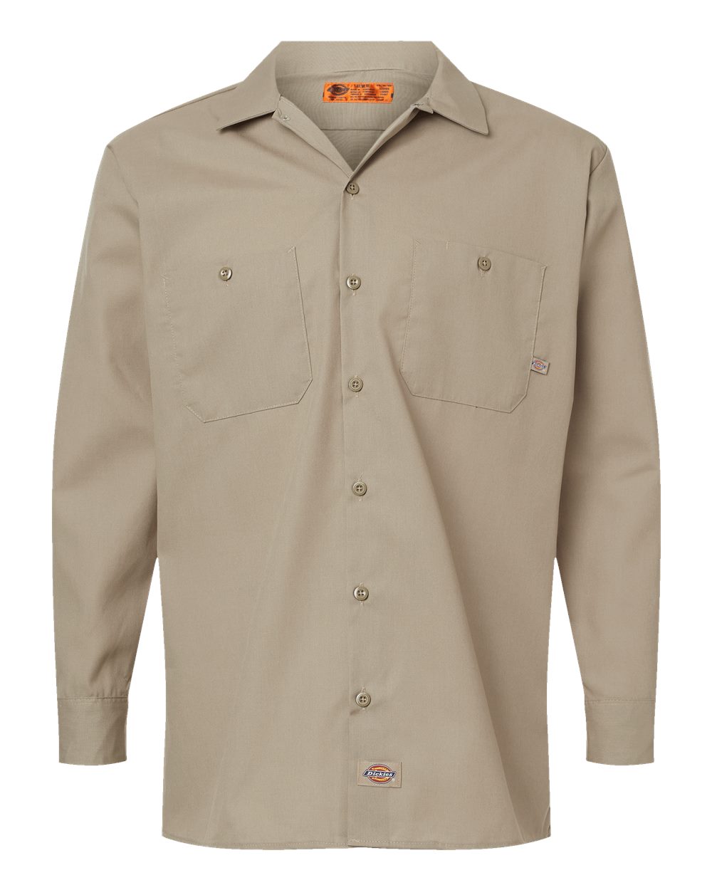Front View of Desert Sand Industrial Long Sleeve Work Shirt - Tall Sizes - L535T