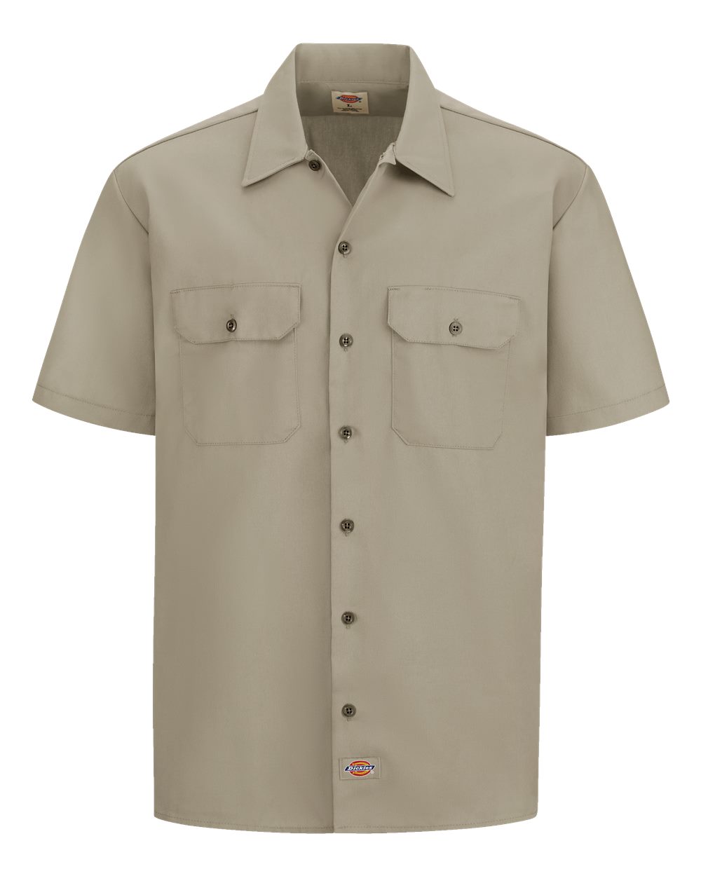 Front View of Desert Sand Short Sleeve Work Shirt - Tall Sizes - 2574T