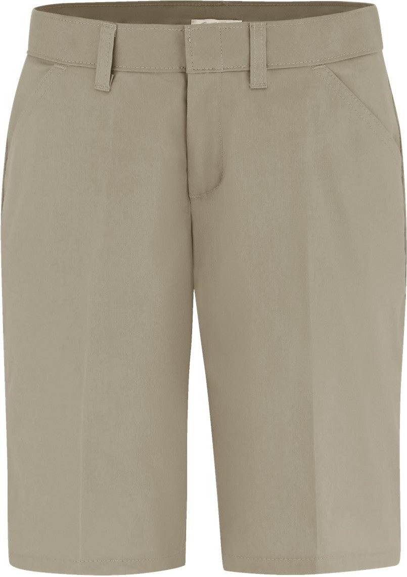 Front View of Desert Sand Women's Flat Front Shorts - FR22