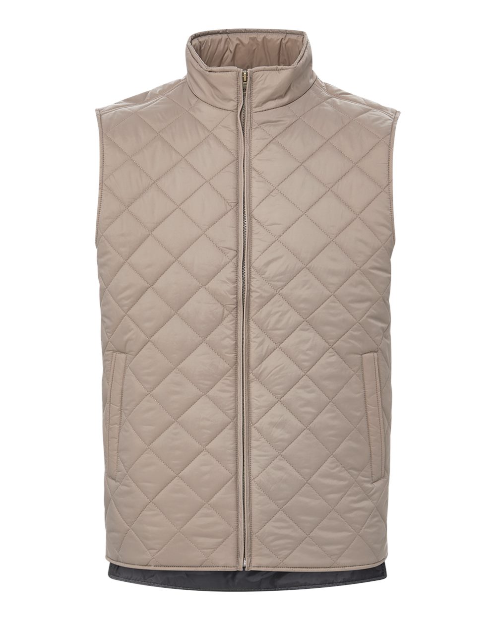 Front View of Driftwood Vintage Diamond Quilted Vest - 207359