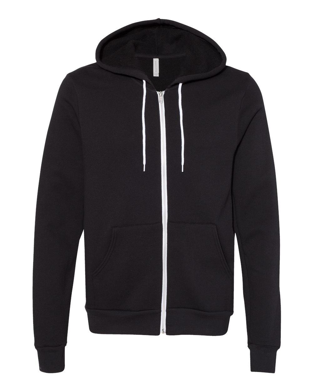 Front View of DTG Black Sponge Fleece Full-Zip Hoodie - 3739