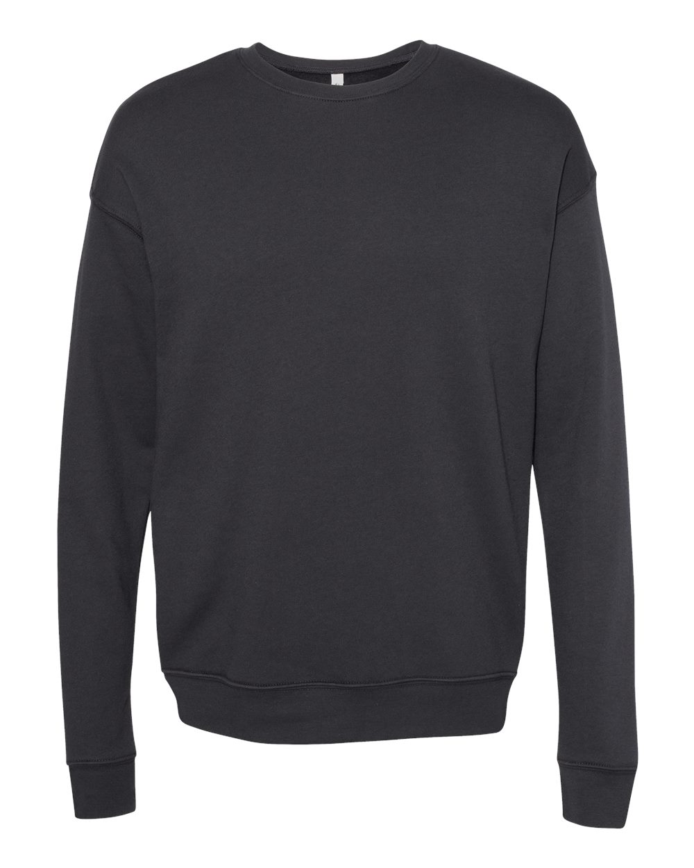 Front View of DTG Dark Grey Sponge Fleece Drop Shoulder Crewneck Sweatshirt - 3945