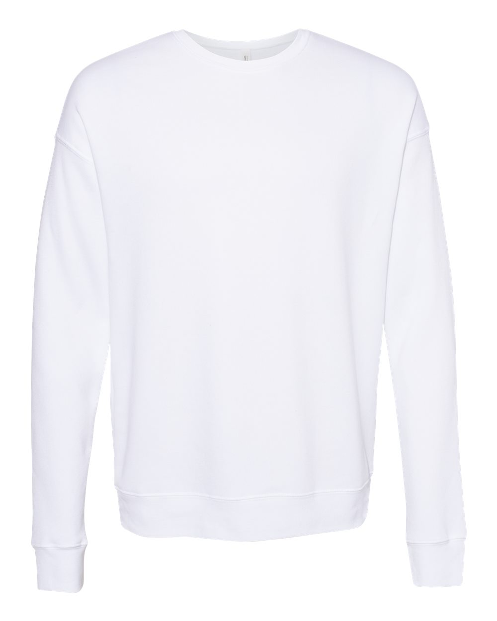Front View of DTG White Sponge Fleece Drop Shoulder Crewneck Sweatshirt - 3945