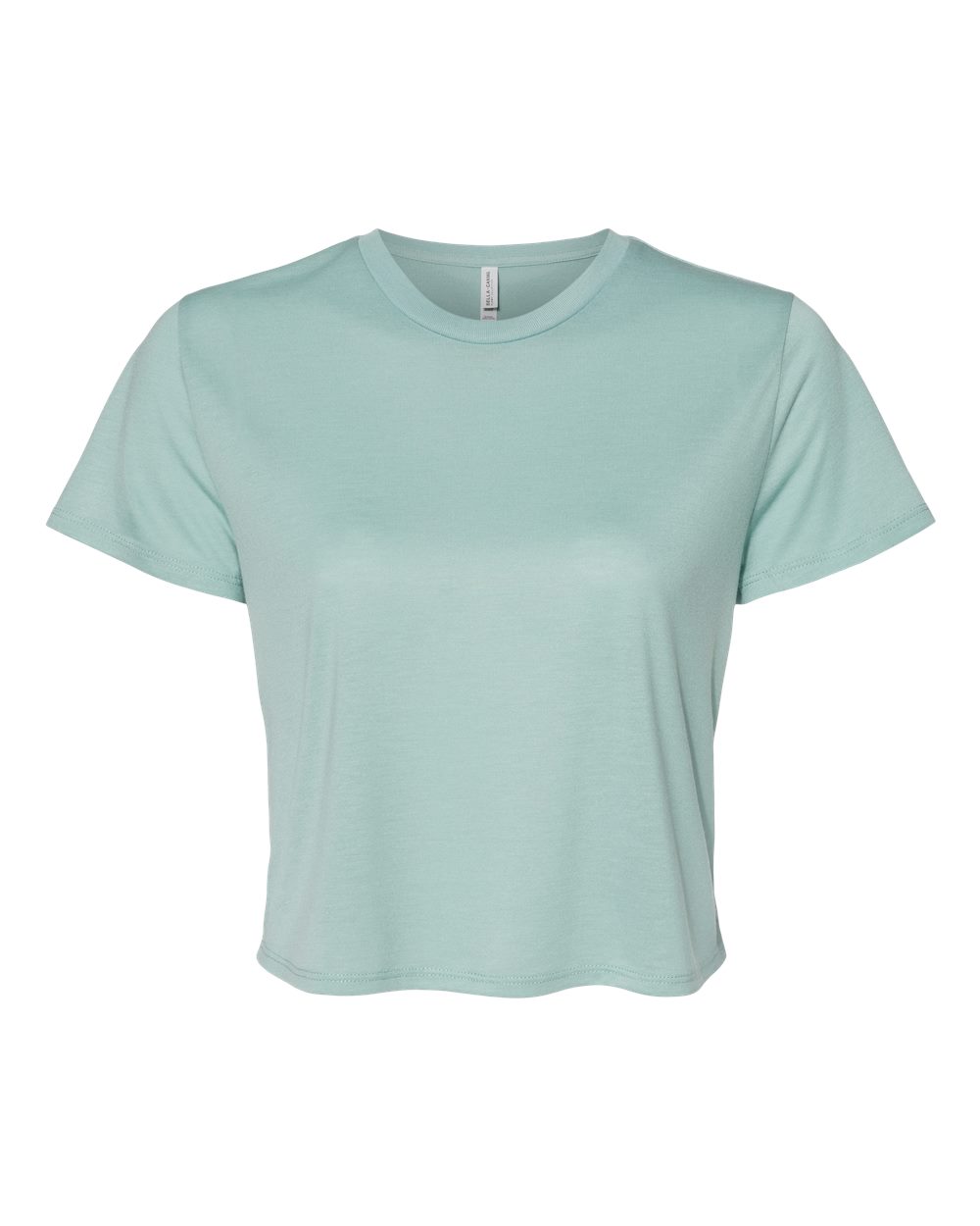 Front View of Dusty Blue Women’s Flowy Crop Tee - 8882