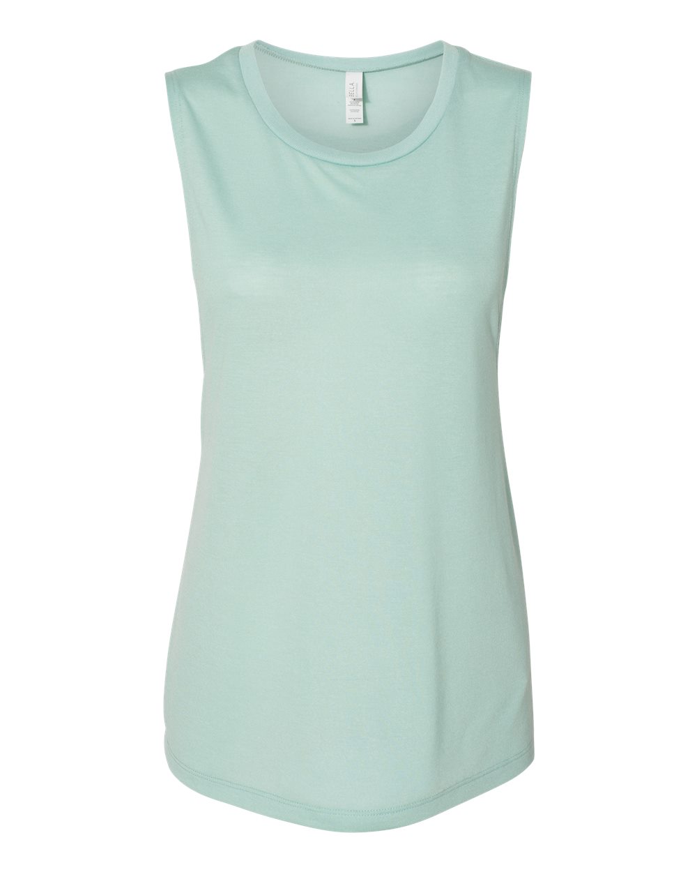 Front View of Dusty Blue Women's Flowy Scoop Muscle Tank - 8803
