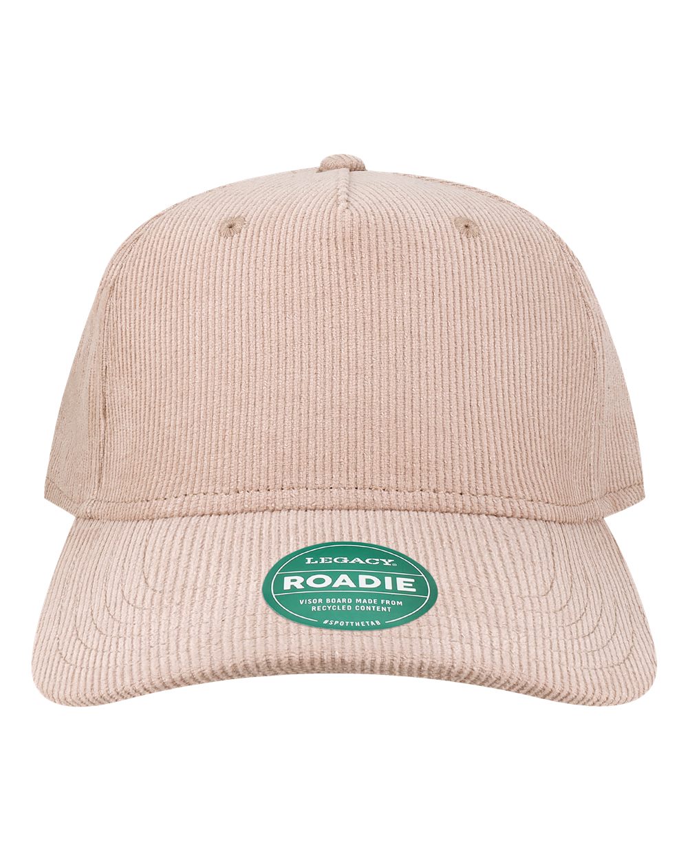 Front View of Dusty Rose Corduroy Five-Panel Trucker Cap - ROADIE