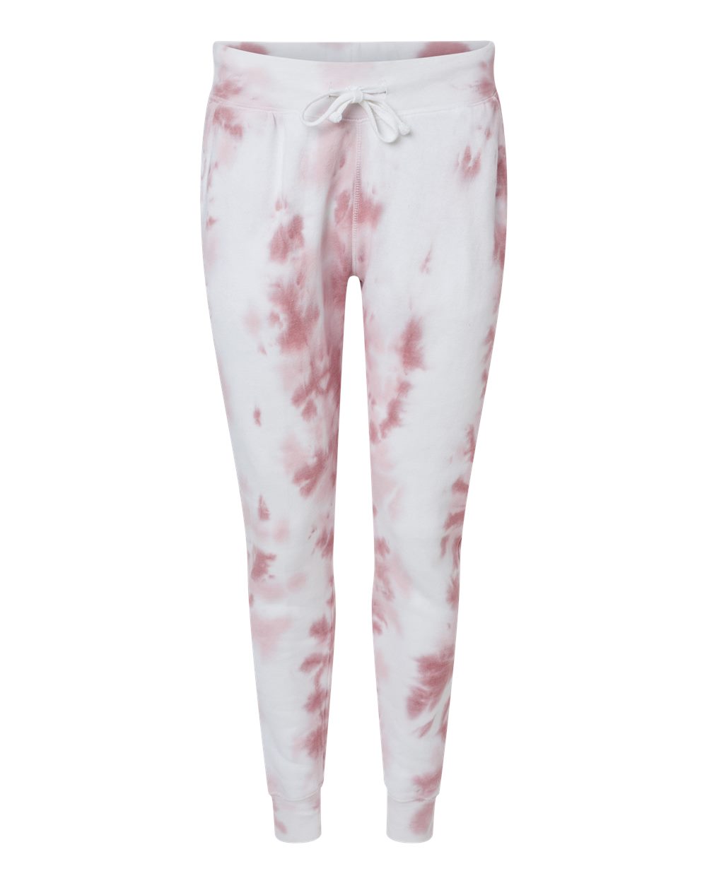 Front View of Dusty Rose Tie Dye Tie-Dyed Fleece Joggers - 8884