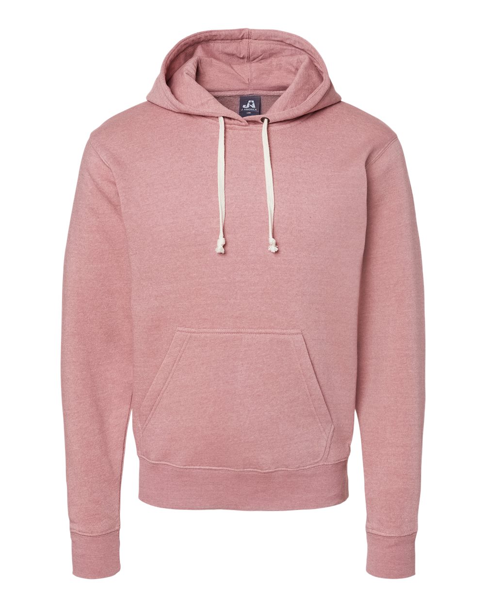 Front View of Dusty Rose Triblend Triblend Fleece Hooded Sweatshirt - 8871