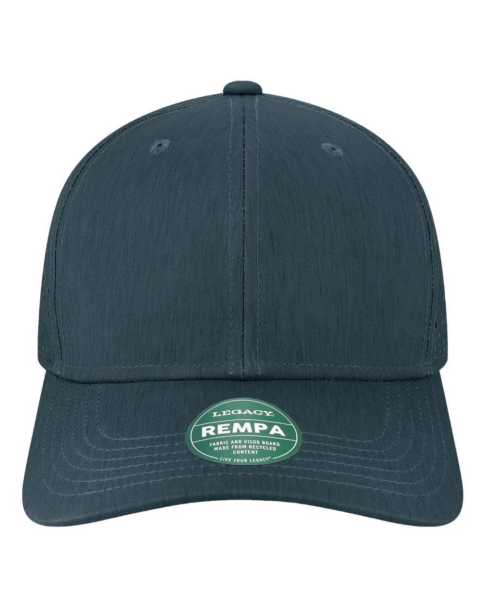 Front View of Eco Navy Reclaim Mid-Pro Adjustable Cap - REMPA