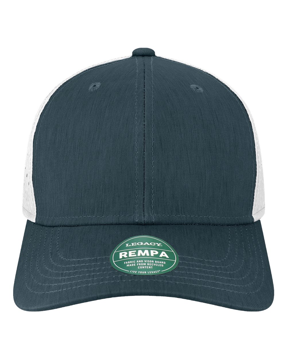 Front View of Eco Navy/ White Reclaim Mid-Pro Adjustable Cap - REMPA