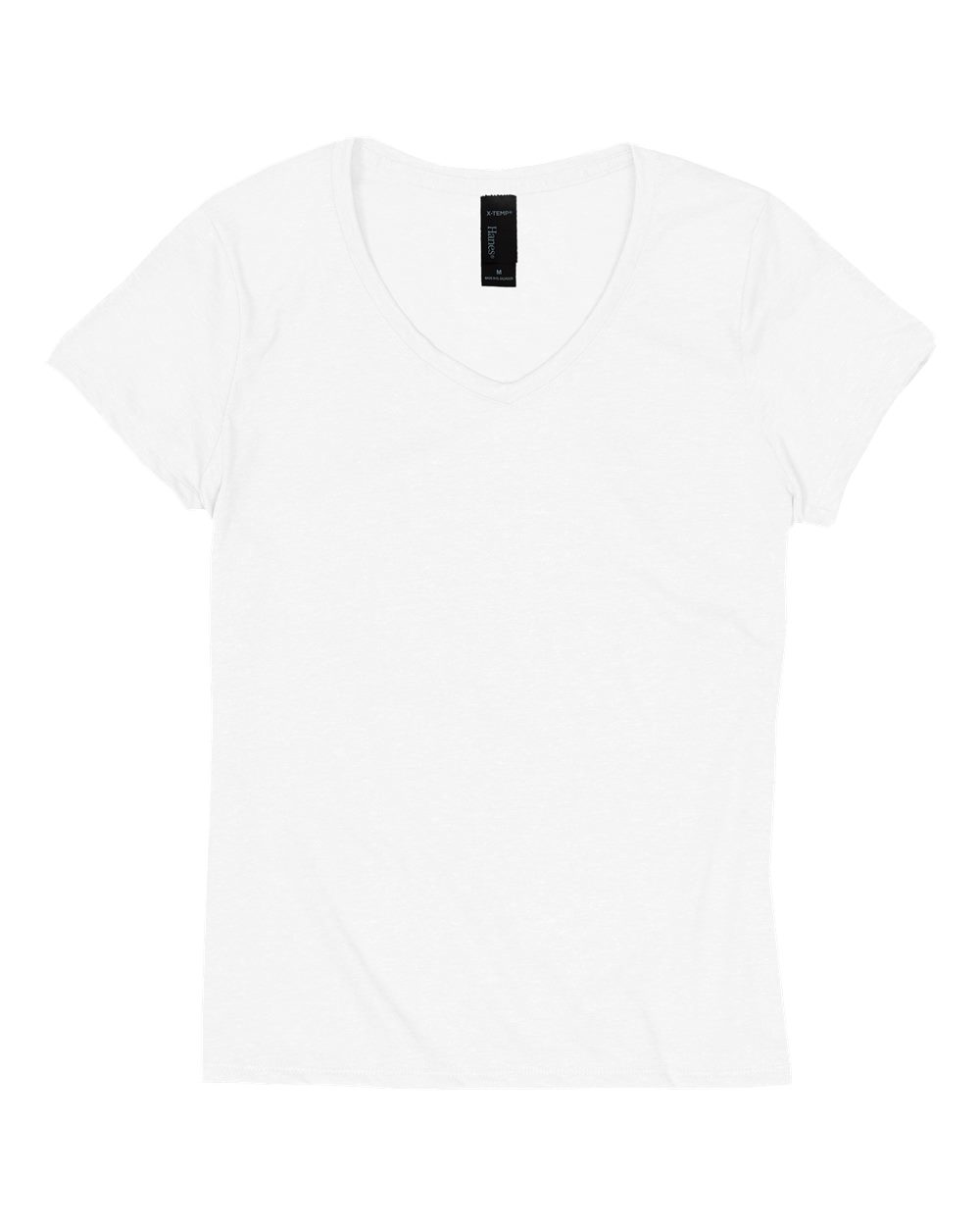 Front View of Eco White Perfect-T Women’s Triblend V-Neck T-Shirt - 42VT