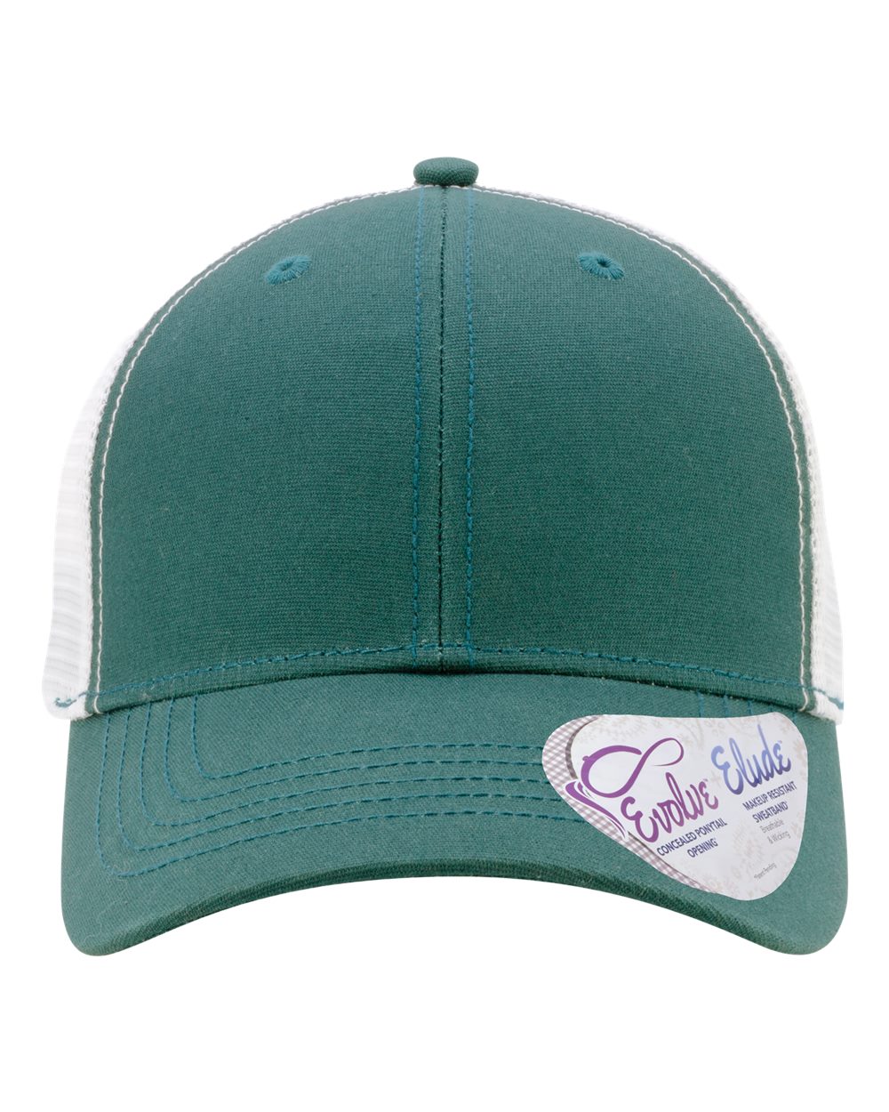 Front View of Emerald/ White Women's Modern Trucker Cap - CHARLIE