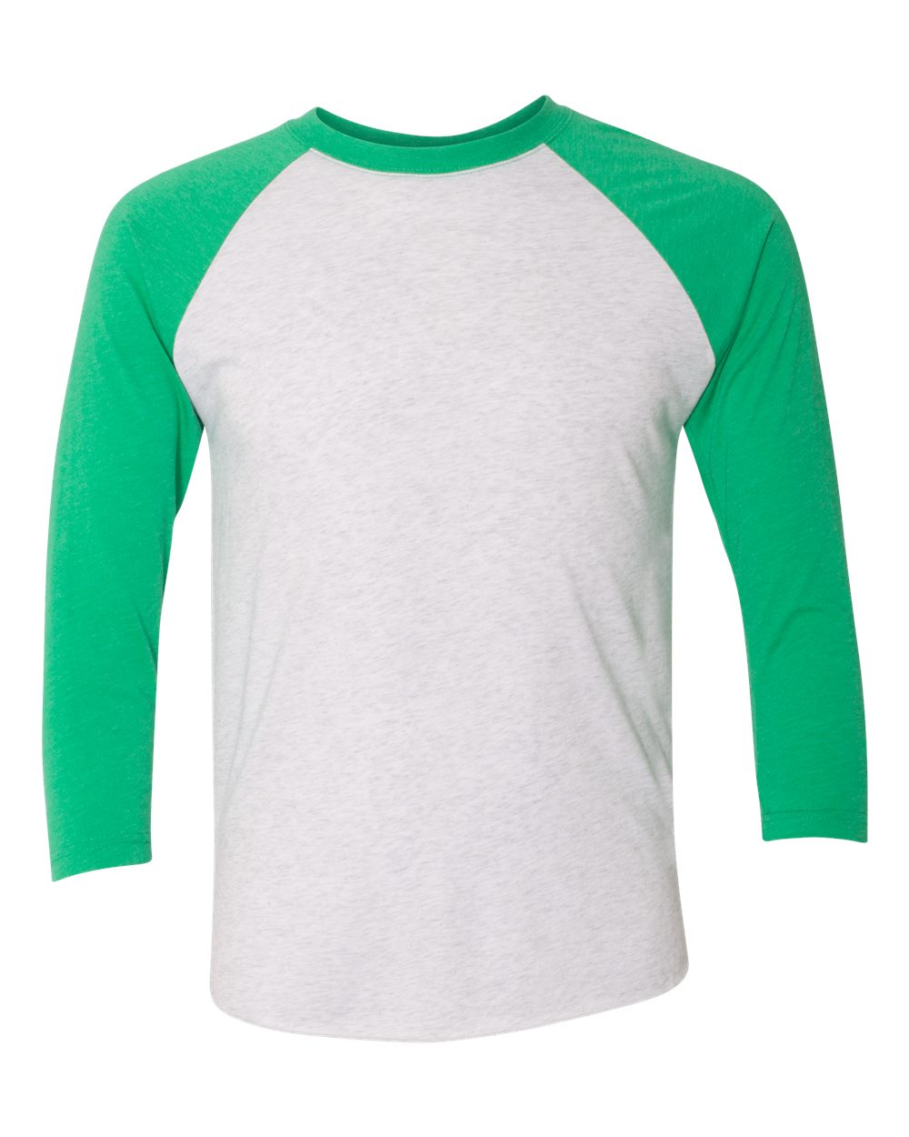 Front View of Envy Sleeves/ Heather White Body Triblend Three-Quarter Raglan T-Shirt - 6051