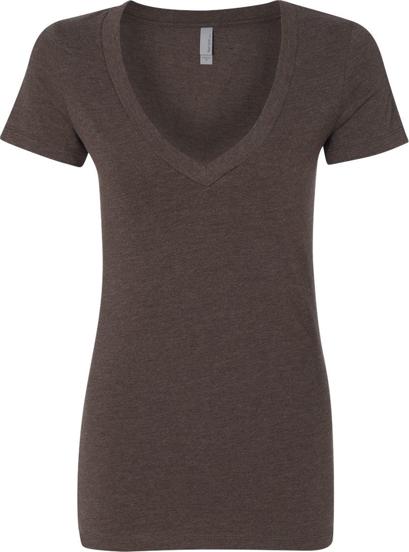 Front View of Espresso Women’s CVC Deep V-Neck T-Shirt - 6640