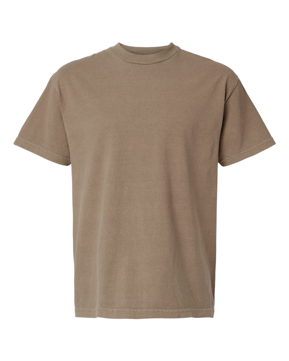 Front View of Faded Brown Garment-Dyed Heavyweight Cotton Tee - 1301GD