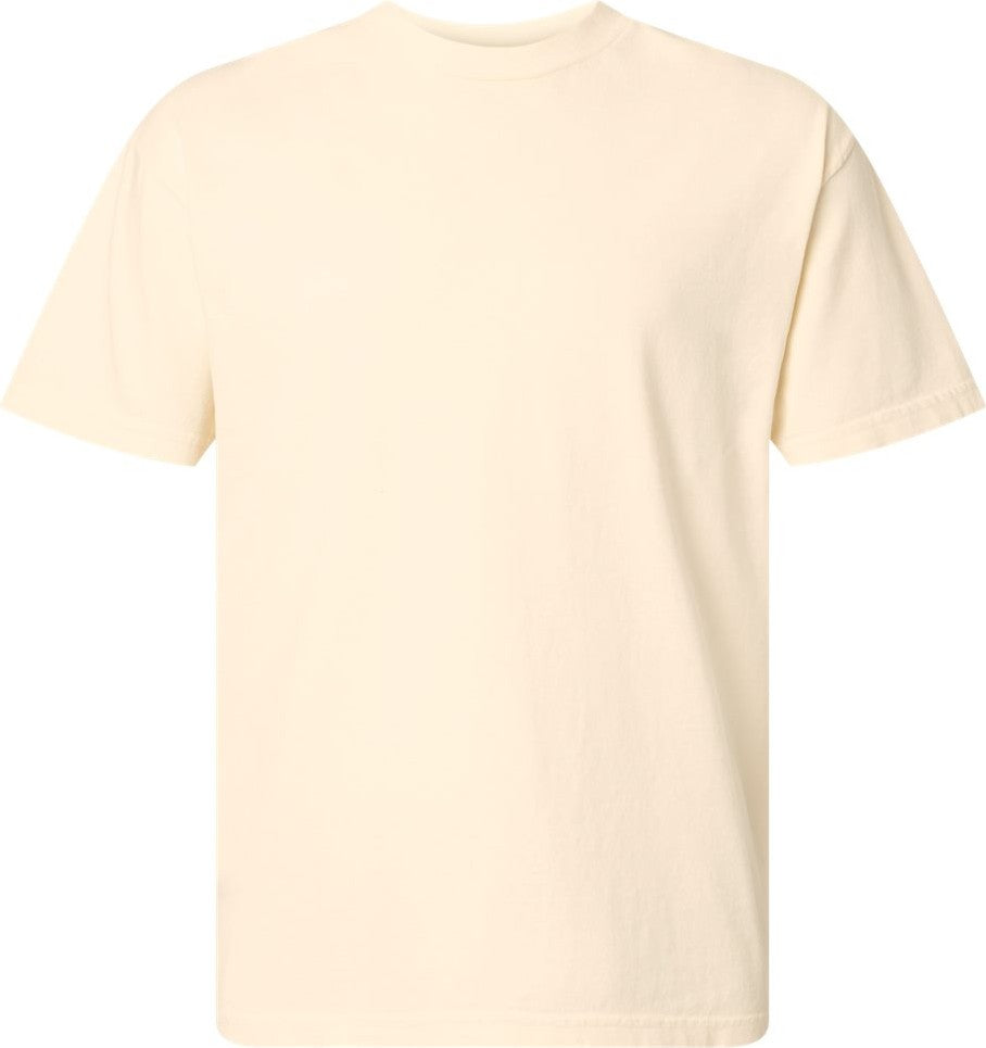 Front View of Faded Cream Garment-Dyed Heavyweight Cotton Tee - 1301GD