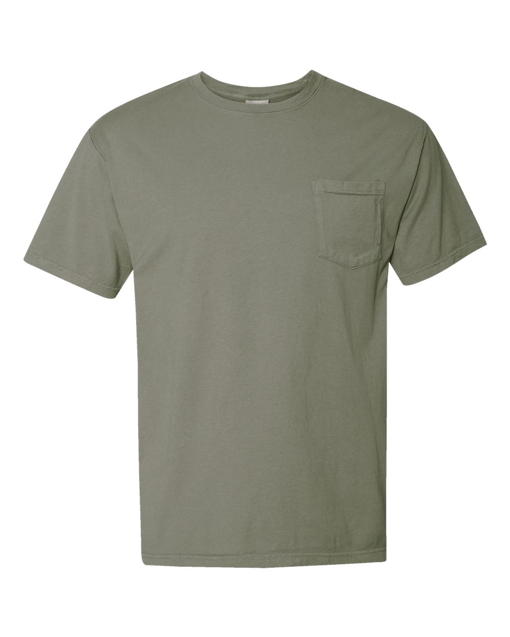 Front View of Faded Fatigue Garment-Dyed Pocket T-Shirt - GDH150