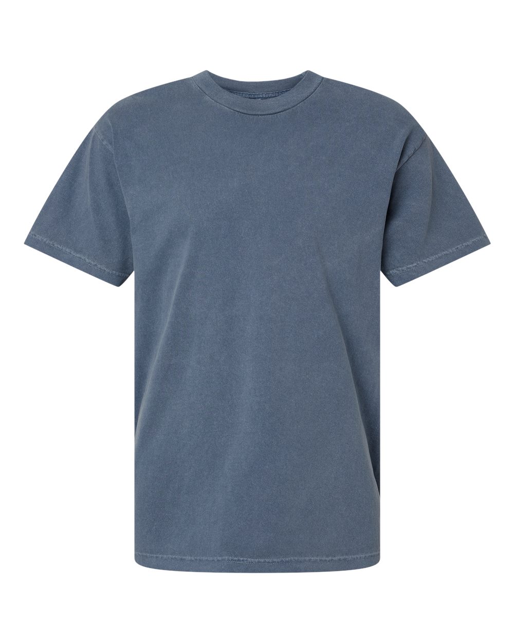 Front View of Faded Navy Garment-Dyed Heavyweight Cotton Tee - 1301GD
