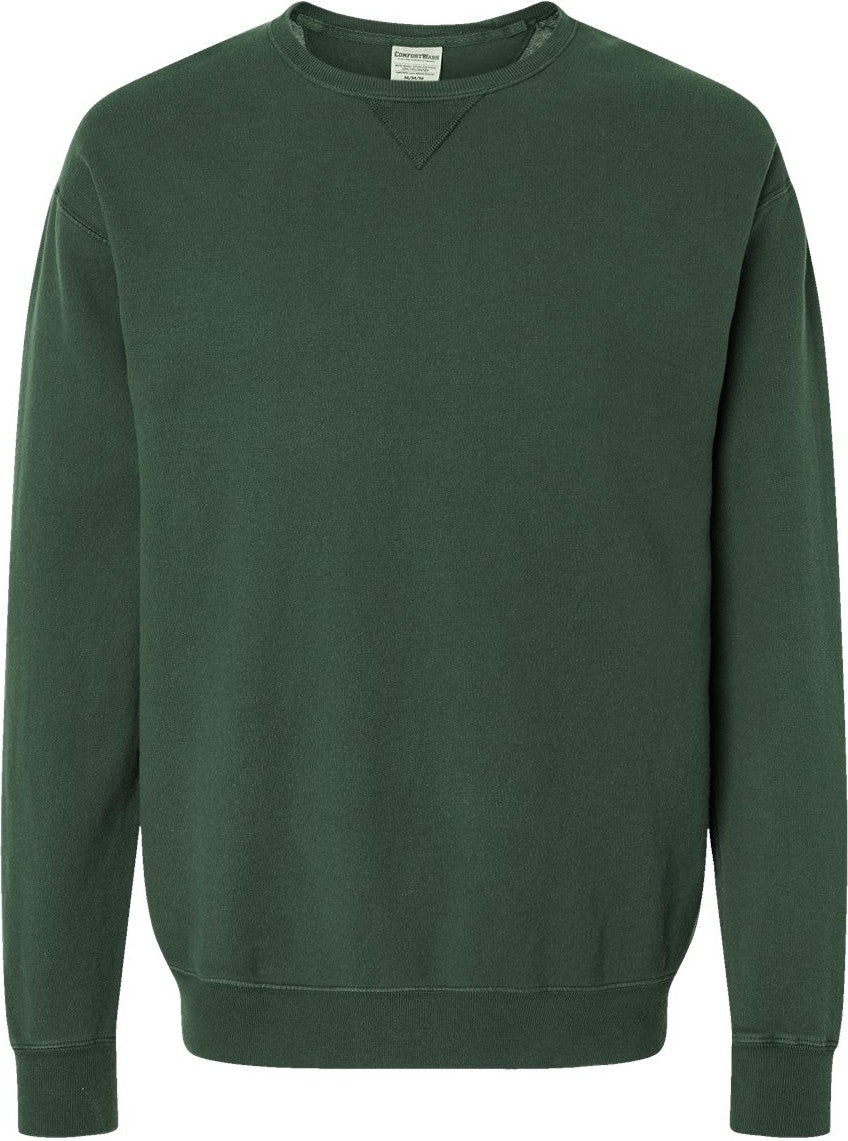 Front View of Field Green Garment-Dyed Crewneck Sweatshirt - GDH400