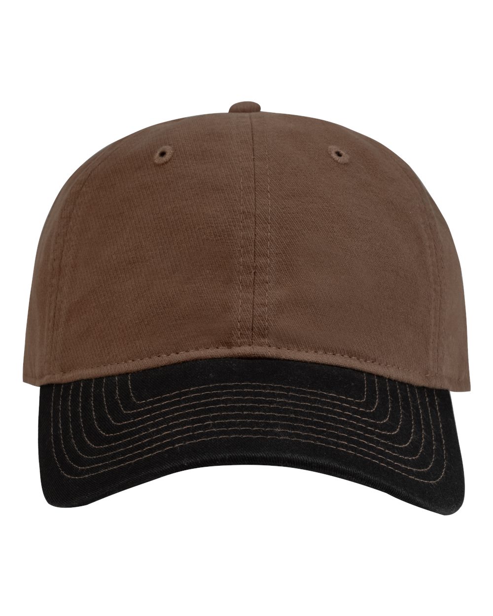 Front View of Field Khaki/ Black Truman Cap - 3205