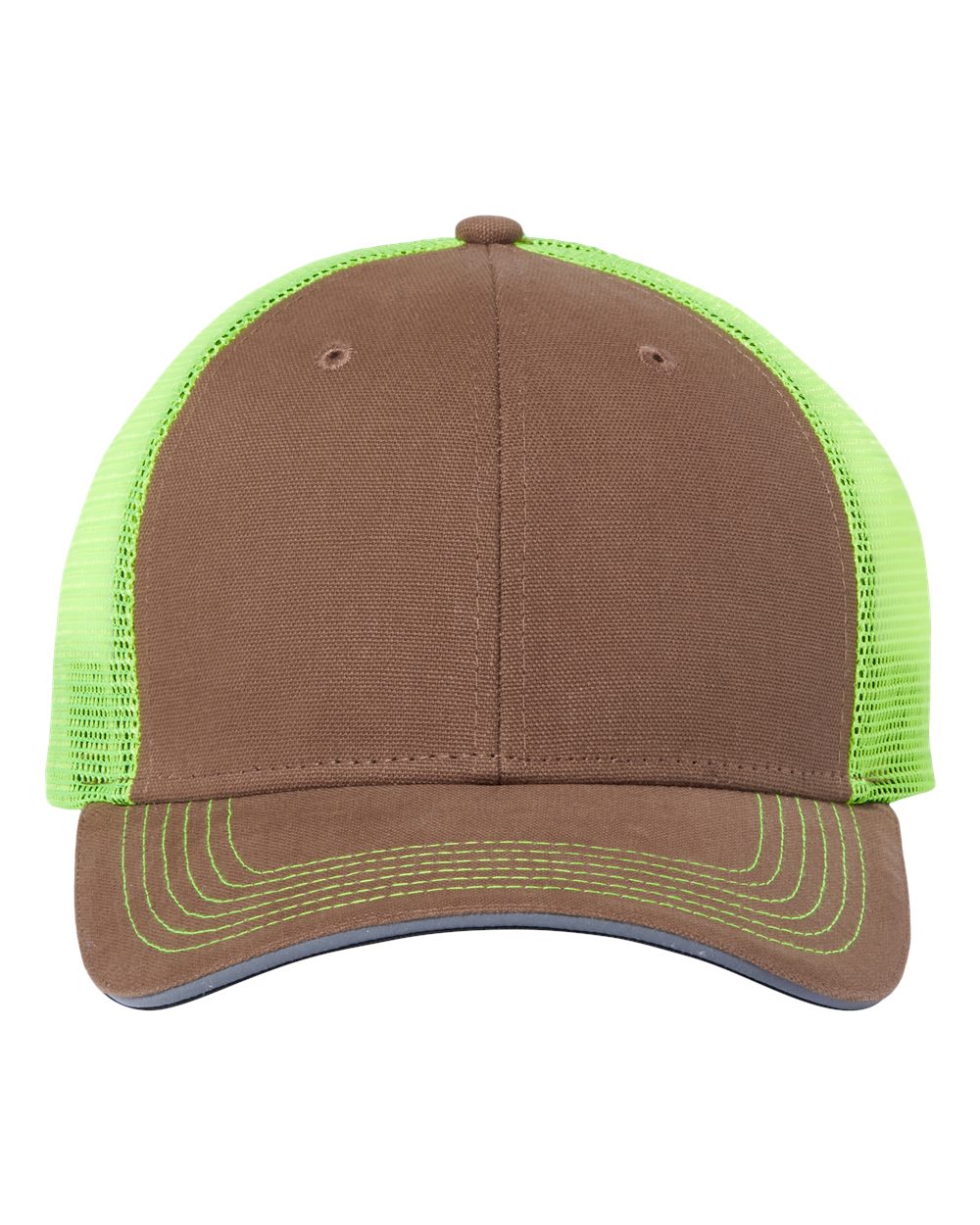 Front View of Field Khaki/ Neon Yellow Hudson Brights Cap - 3357