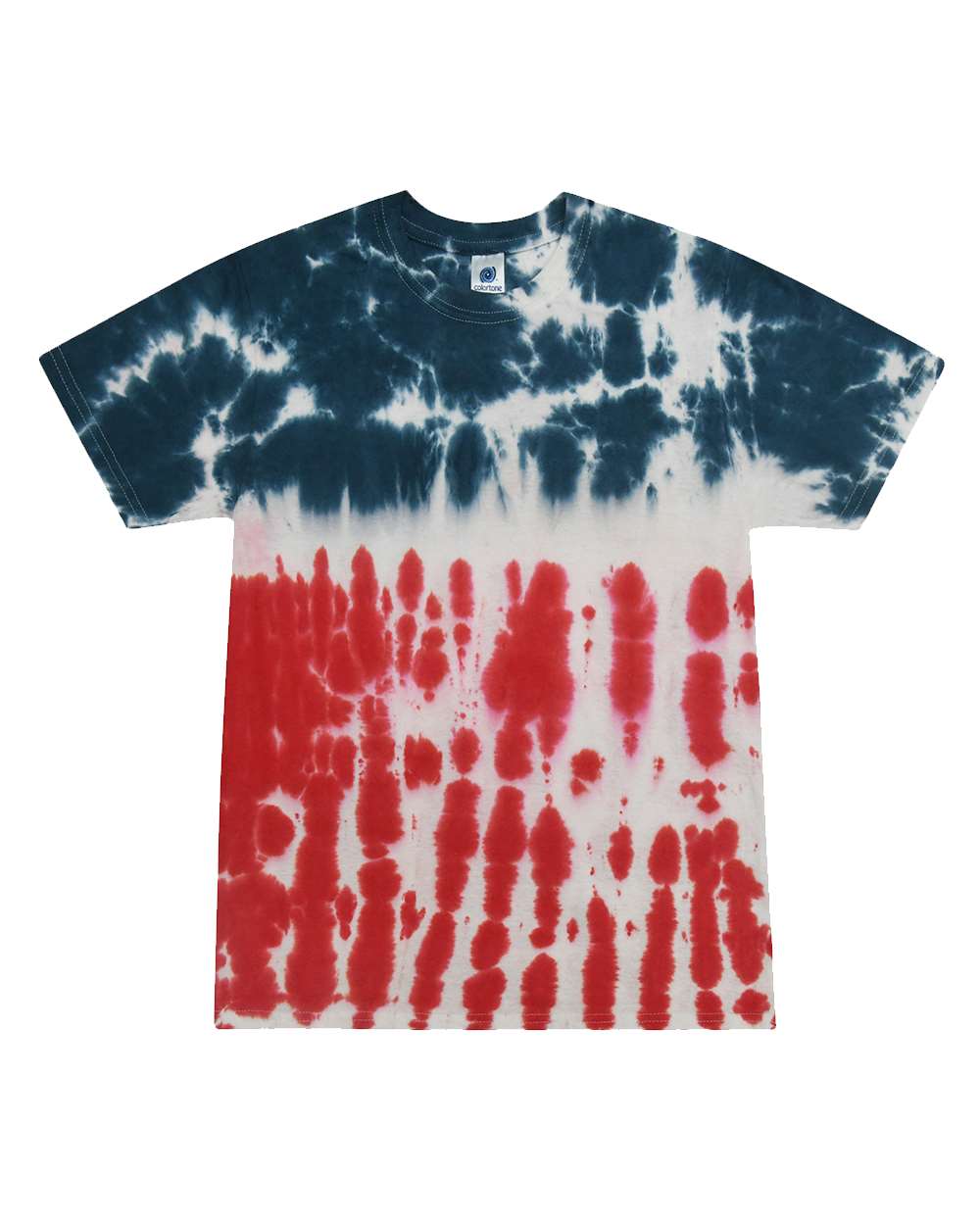 Front View of Flag Multi-Color Tie-Dyed T-Shirt - 1000