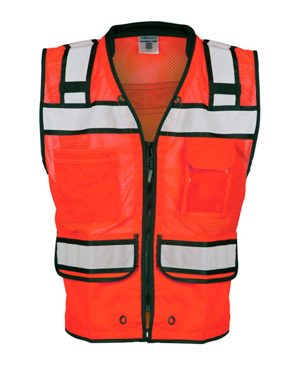 Front View of Fluorescent Red (S5704) High-Performance Surveyors Vest - S5004-5005