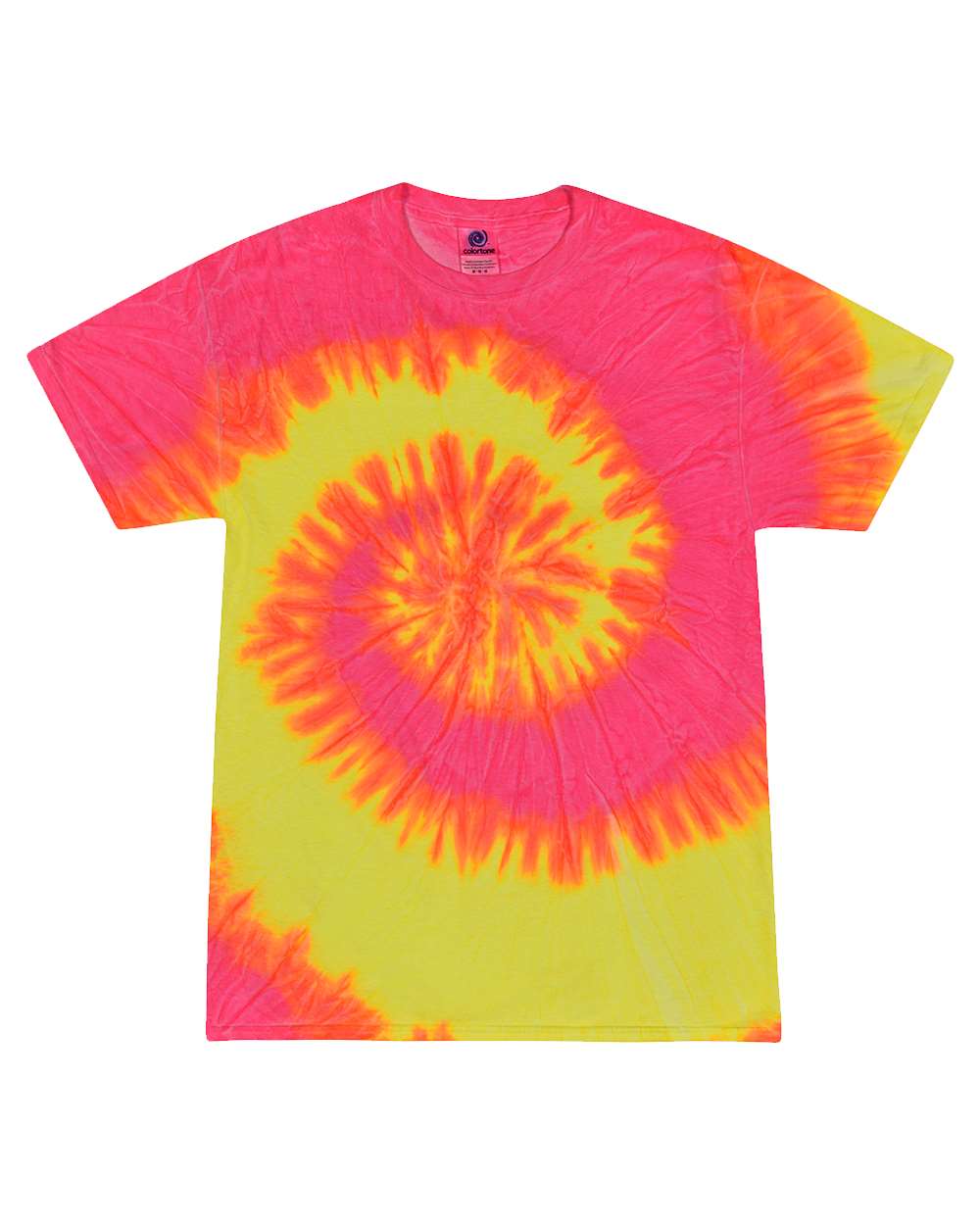 Front View of Fluorescent Swirl Multi-Color Tie-Dyed T-Shirt - 1000