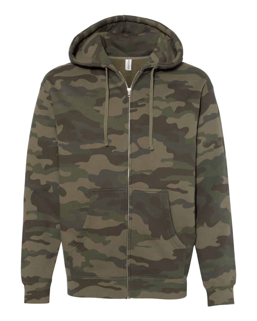Front View of Forest Camo Heavyweight Full-Zip Hooded Sweatshirt - IND4000Z