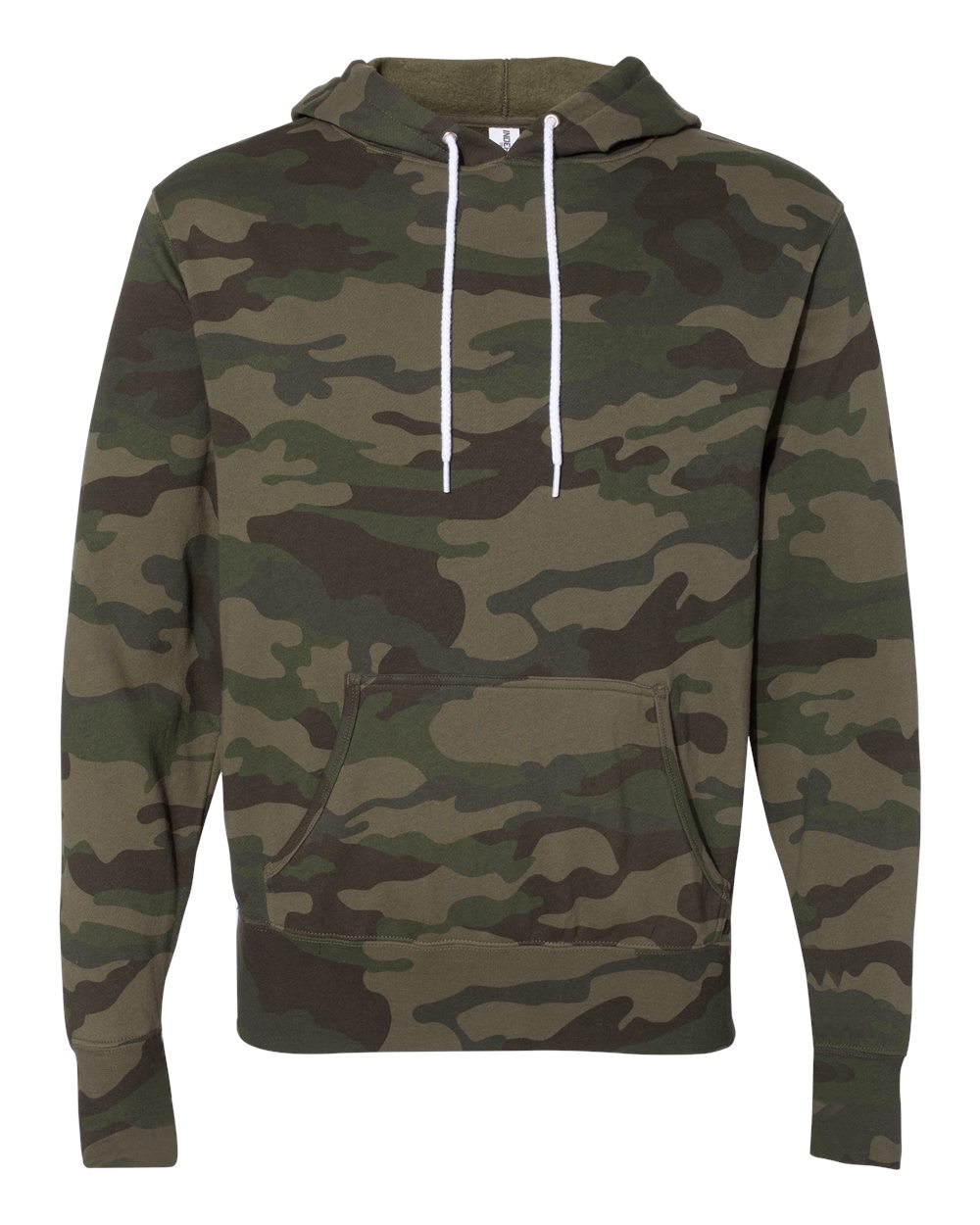 Front View of Forest Camo Lightweight Hooded Sweatshirt - AFX90UN