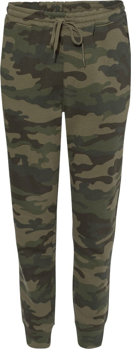 Front View of Forest Camo Midweight Fleece Pants - IND20PNT