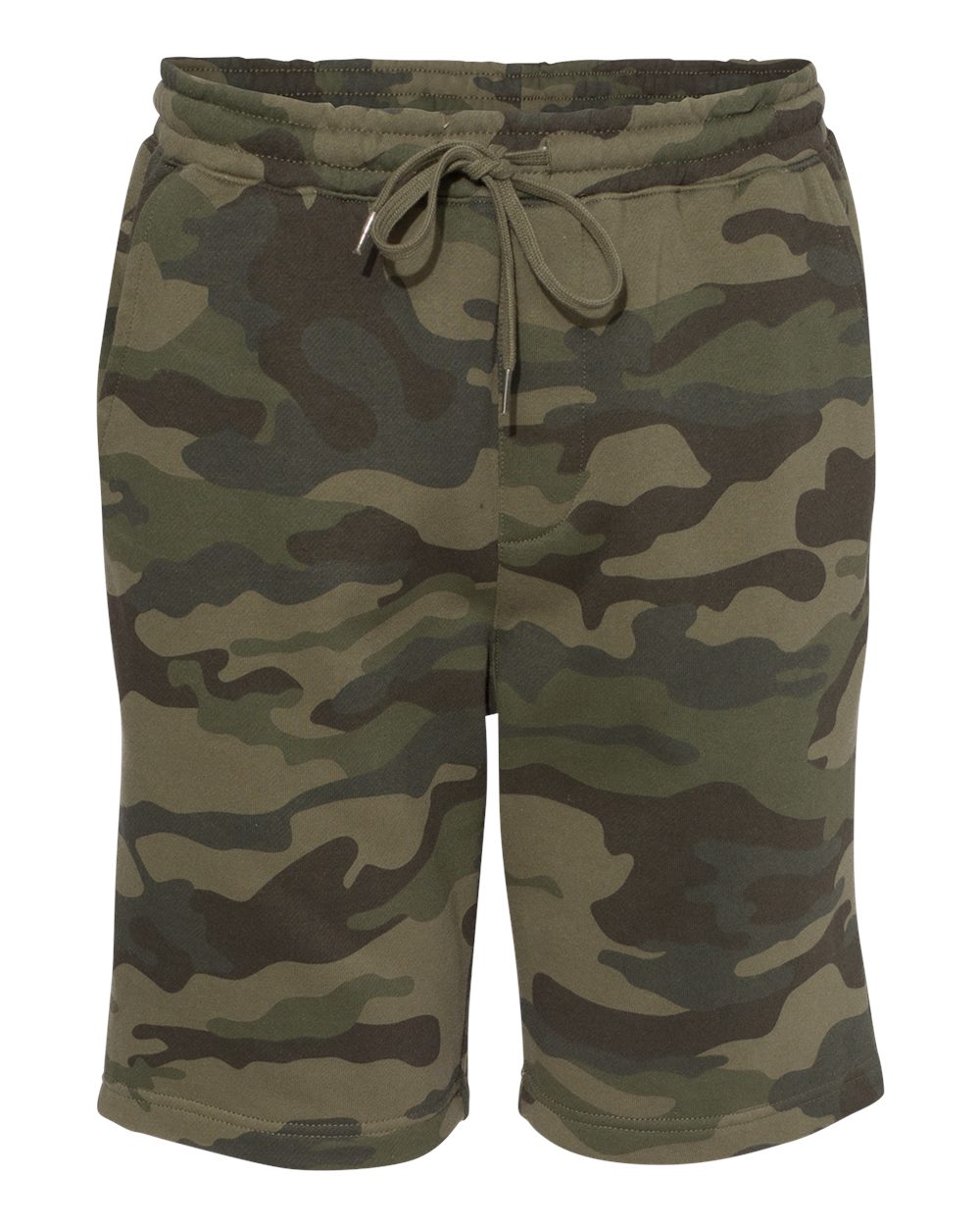 Front View of Forest Camo Midweight Fleece Shorts - IND20SRT