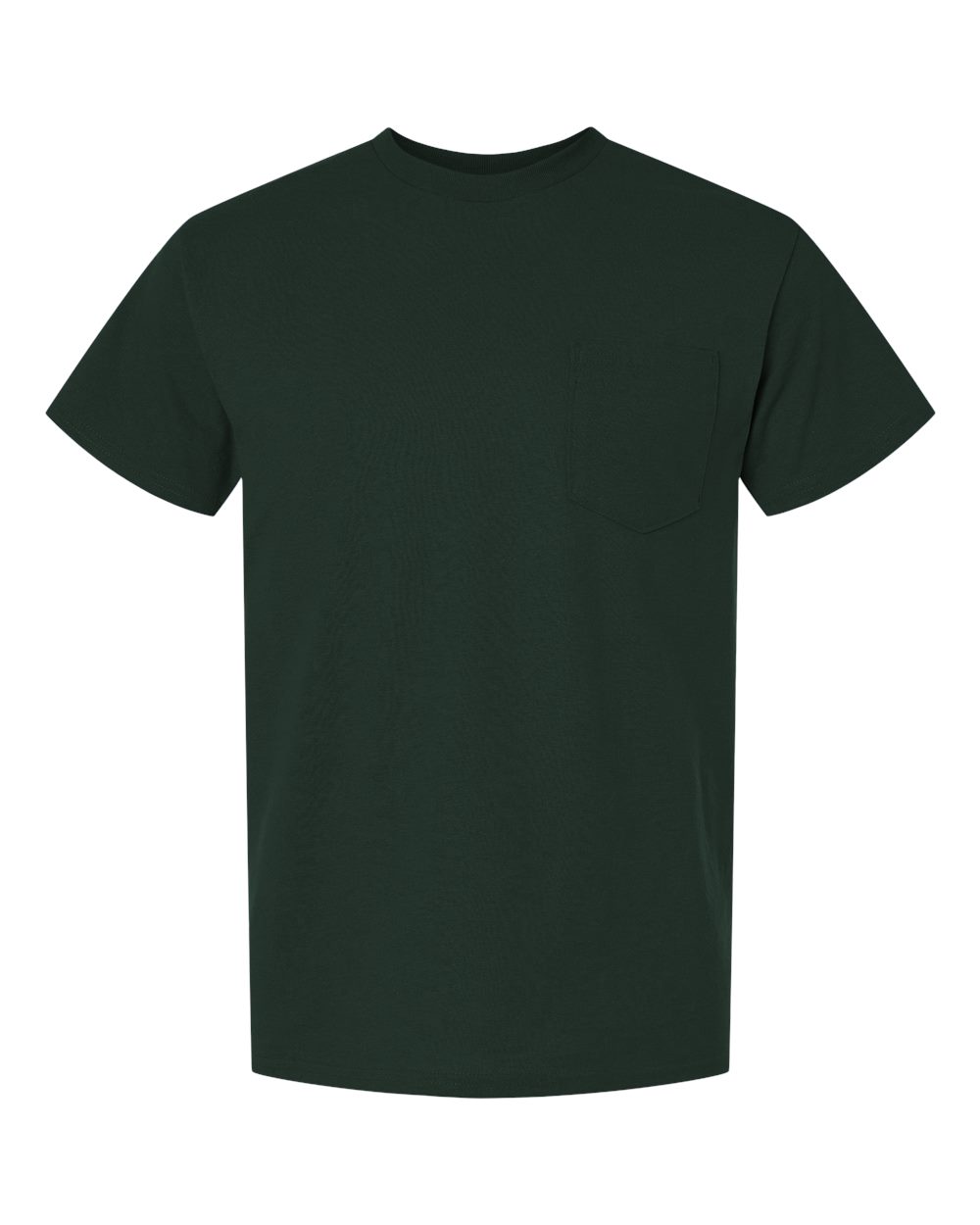 Front View of Forest Green DryBlend® Pocket T-Shirt - 8300