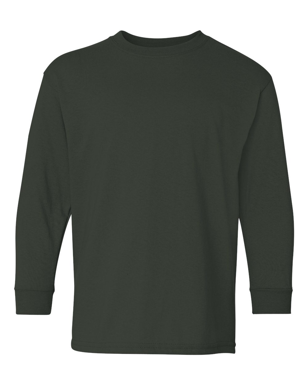 Front View of Forest Green Heavy Cotton™ Youth Long Sleeve T-Shirt - 5400B