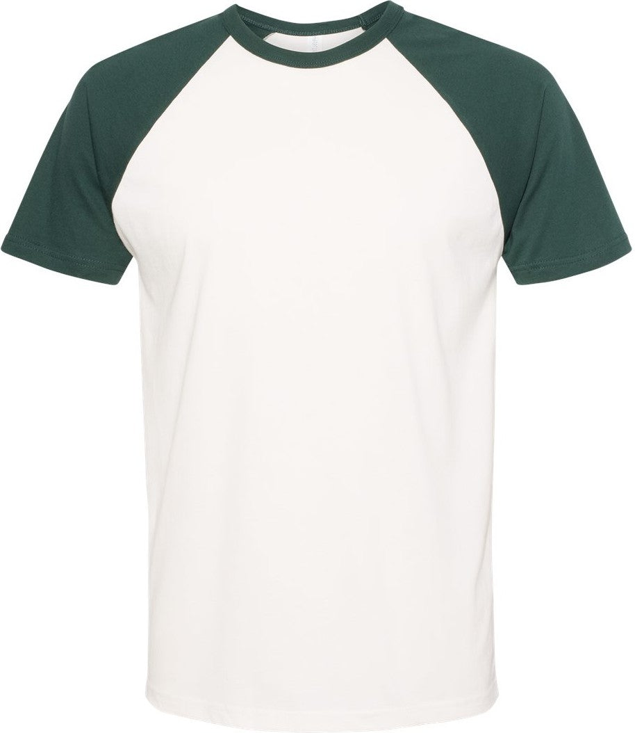 Front View of Forest Green/ Natural Cotton Raglan T-Shirt - 3650