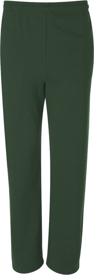 Front View of Forest Green NuBlend® Open-Bottom Sweatpants with Pockets - 974MPR