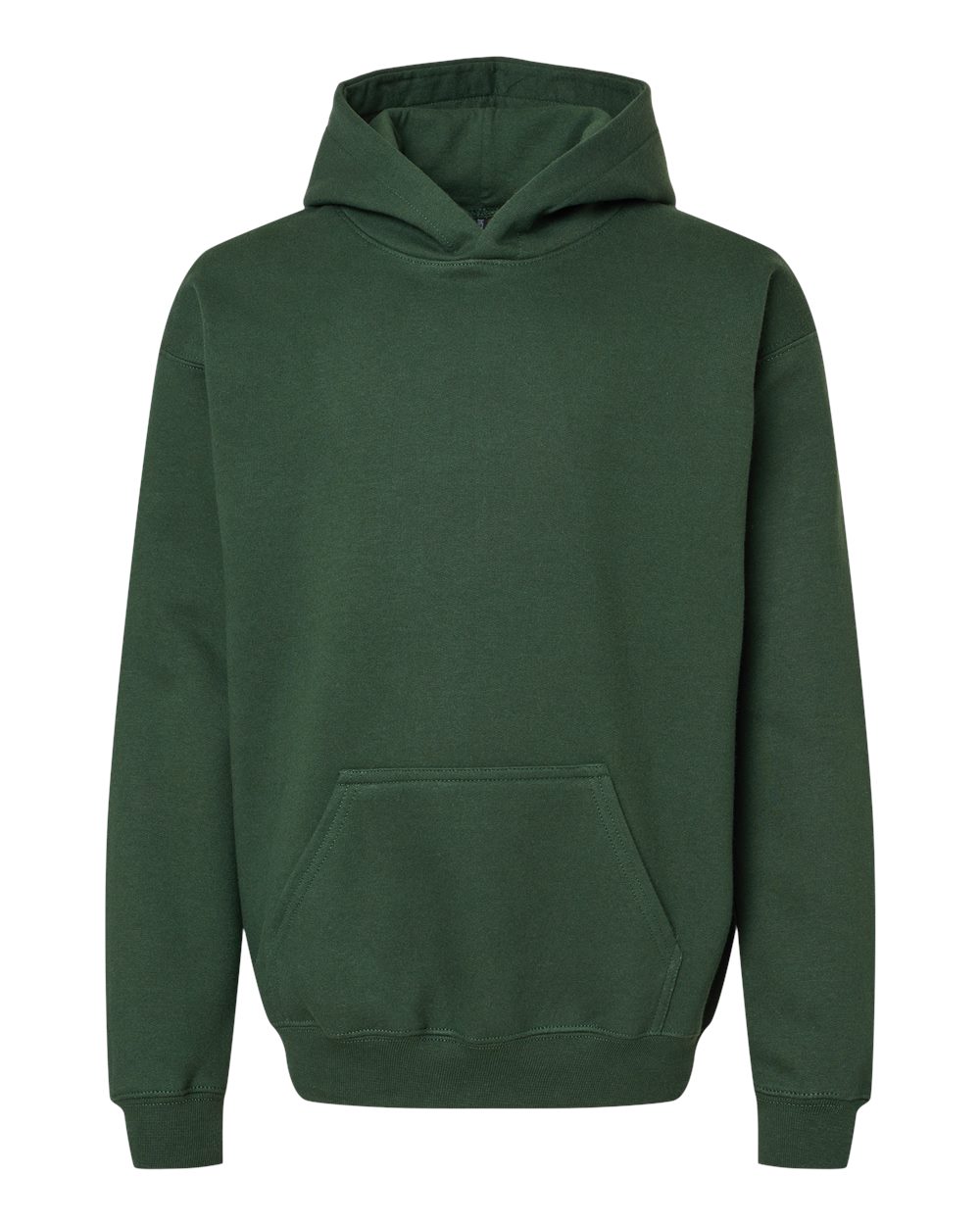 Front View of Forest Green Softstyle® Youth Midweight Hooded Sweatshirt - SF500B