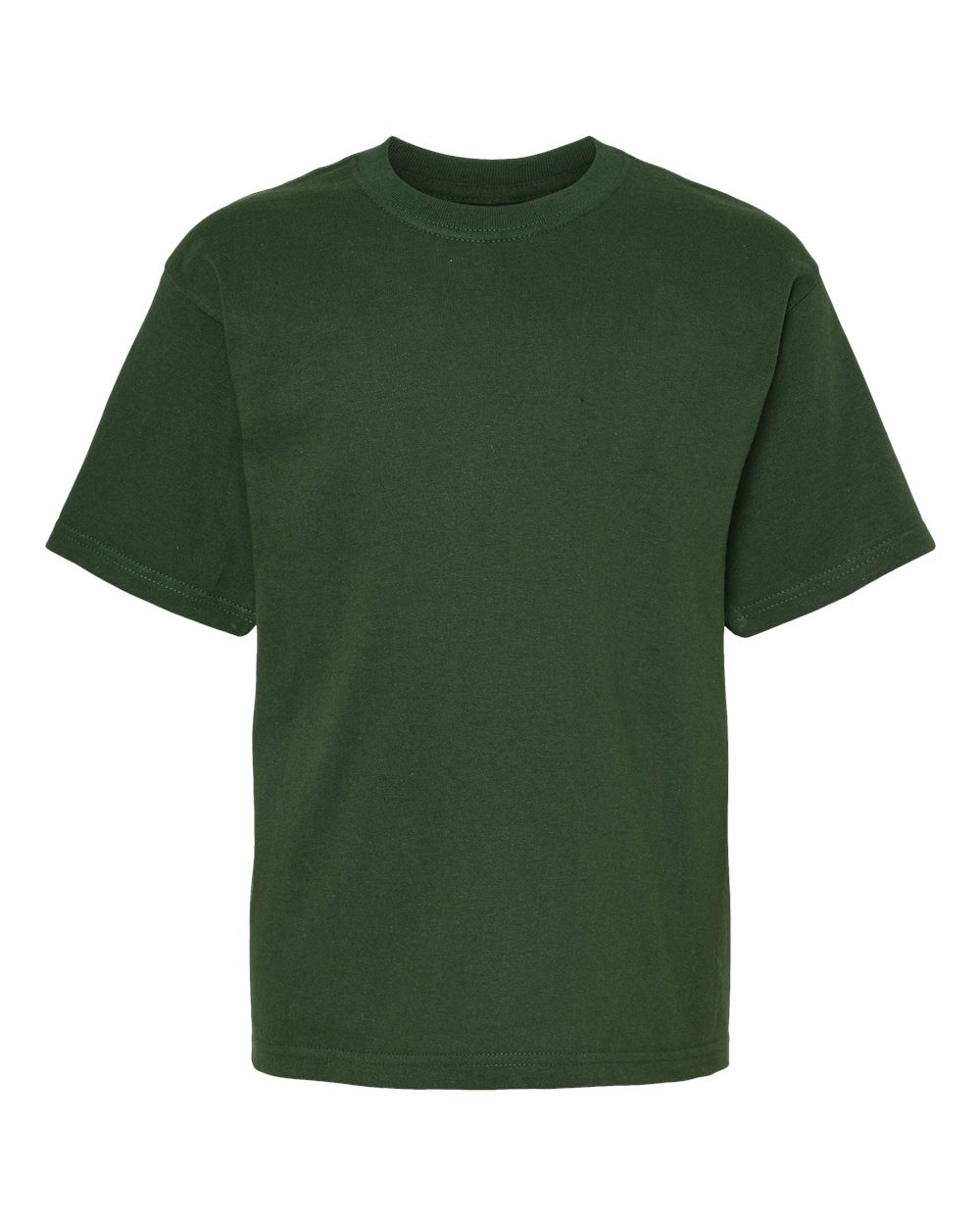 Front View of Forest Green Youth Gold Soft Touch T-Shirt - 4850