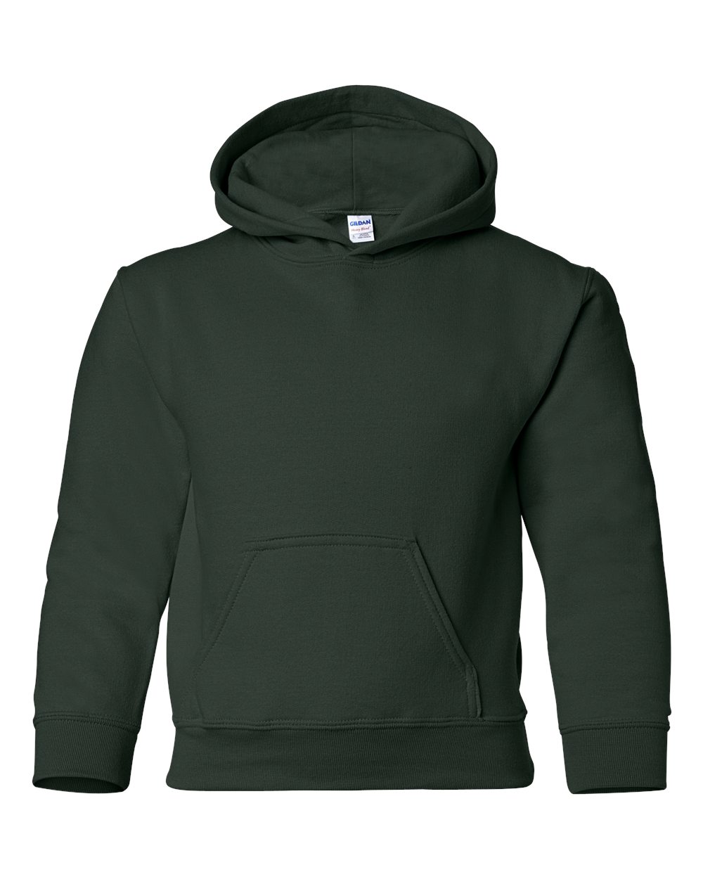Front View of Forest Heavy Blend™ Youth Hooded Sweatshirt - 18500B