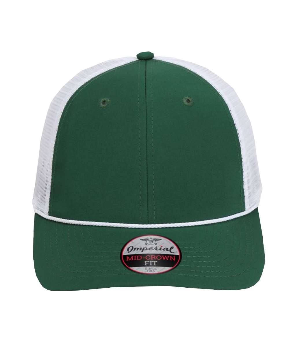 Front View of Forest/ White The Night Owl Performance Rope Cap - 7055