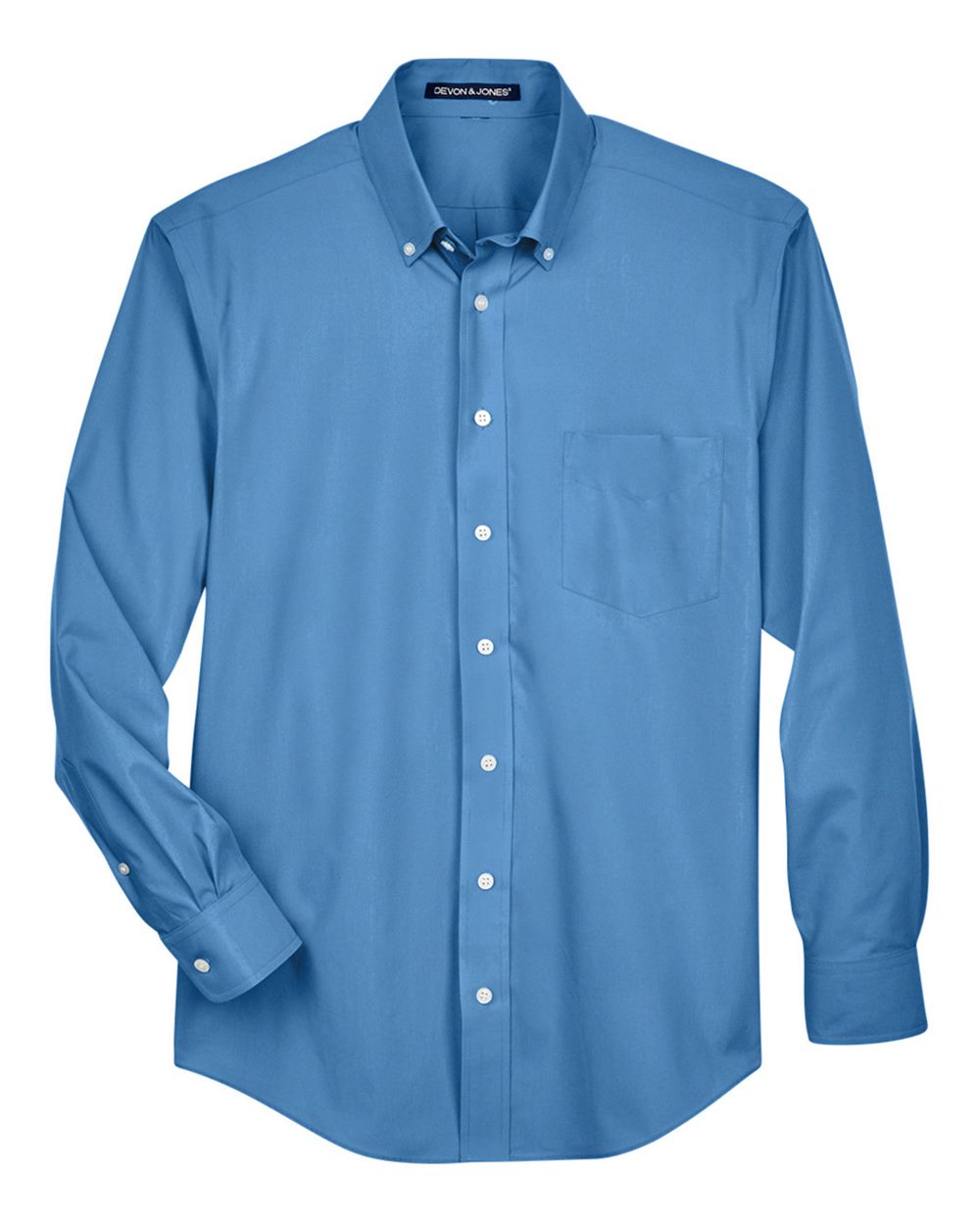 Front View of French Blue Men's Crown Collection® Broadcloth Woven Dress Shirt - D620