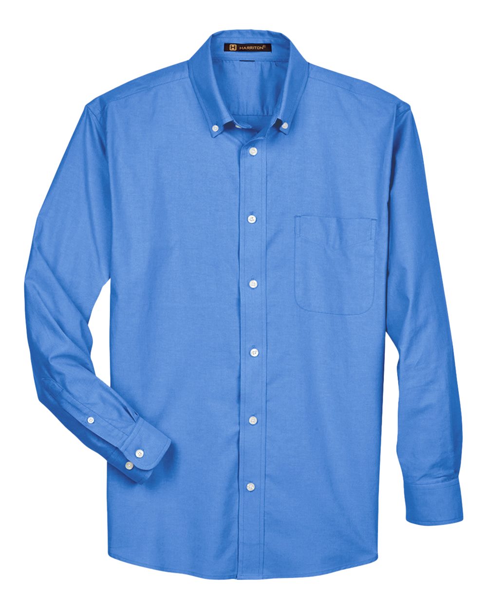 Front View of French Blue Men's Long Sleeve Oxford Shirt - M600