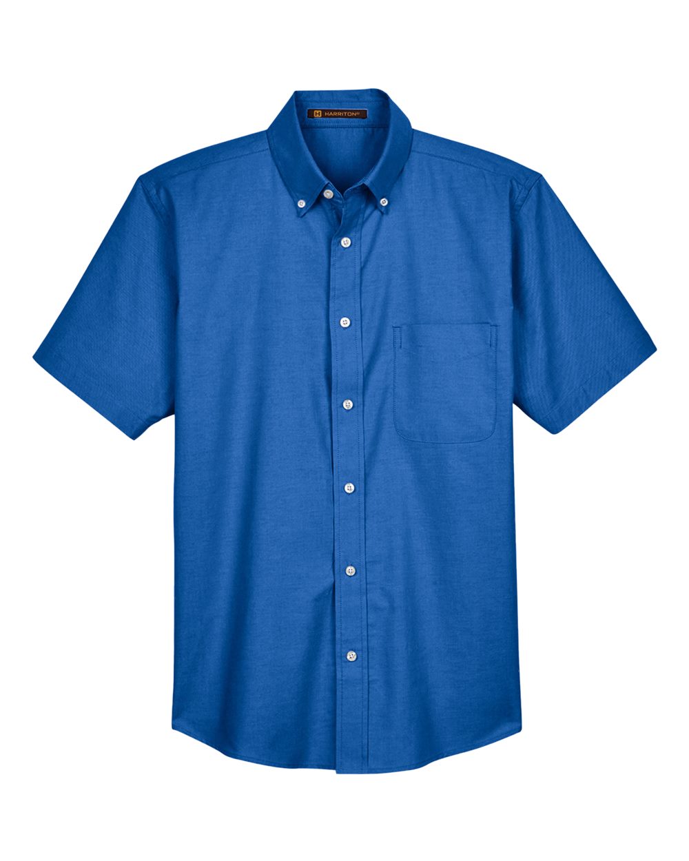 Front View of French Blue Men's Oxford Short Sleeve with Stain-Release - M600S