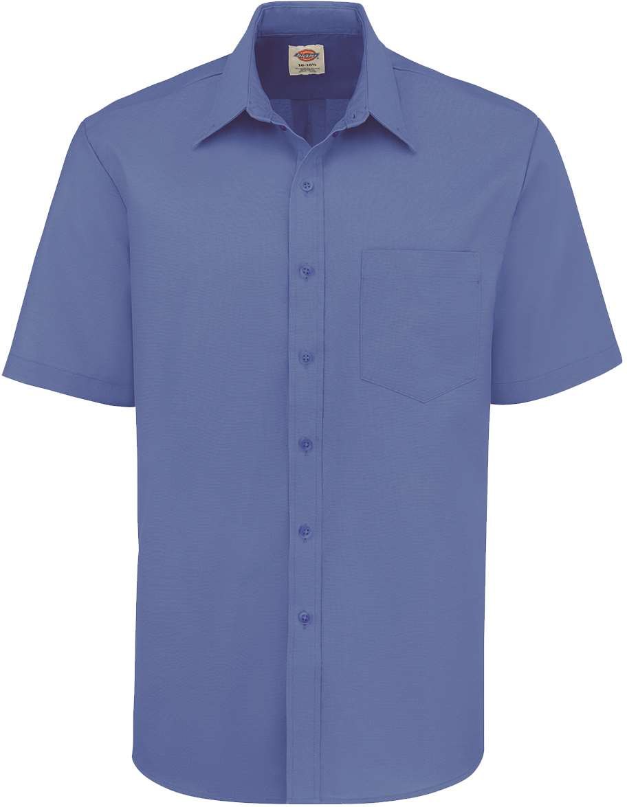 Front View of French Blue Short Sleeve Oxford Shirt - SSS46