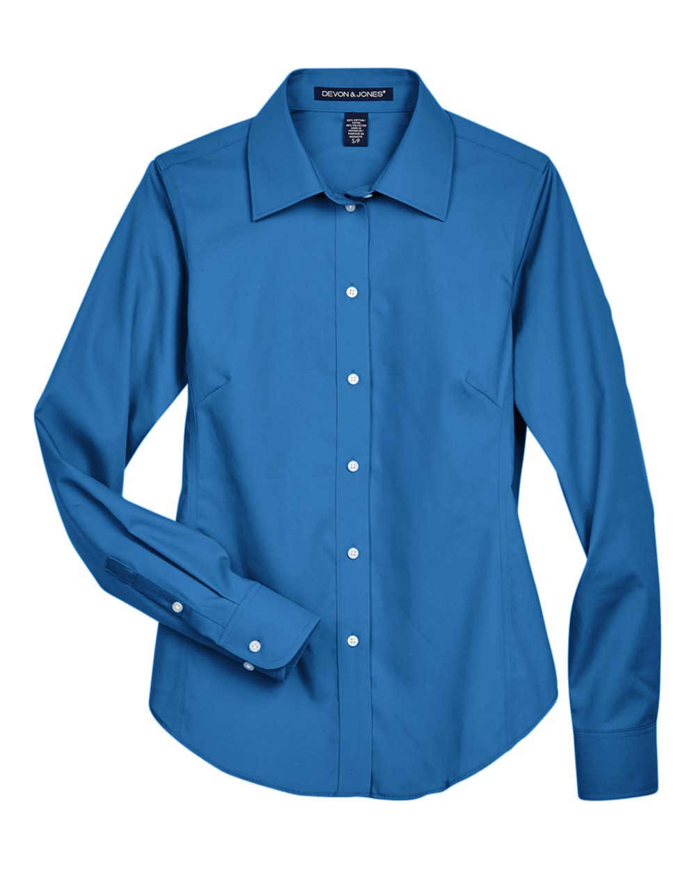 Front View of French Blue Women's Crown Collection® Oxford Woven Dress Shirt - D630W