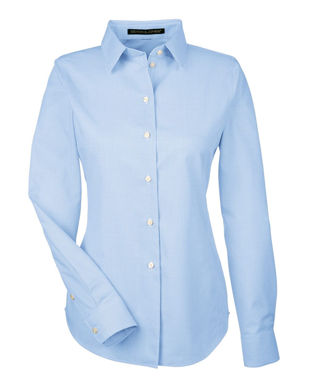 Front View of French Blue Women's Crown Collection® Royal Dobby Woven Dress Shirt - DG532W