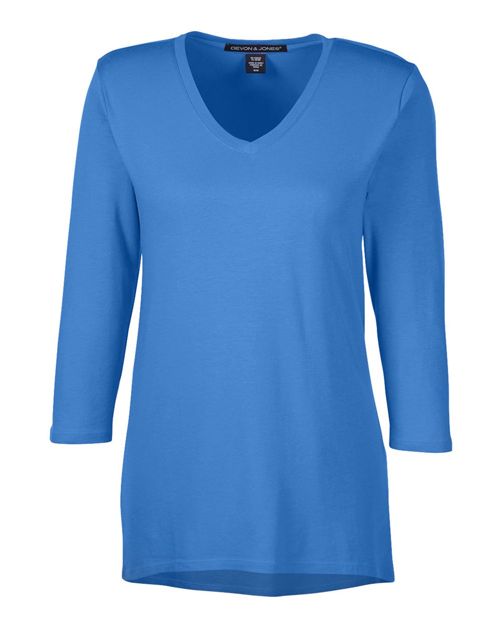 Front View of French Blue Women's Perfect Fit™ Bracelet-Length V-Neck Top - DP184W